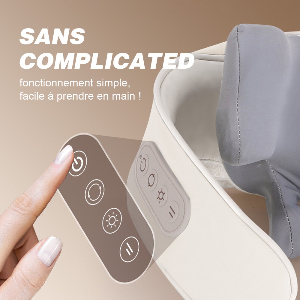 Masseur de épaule et cou, coussin de massage shiatsu électrique, masseur cervical chauffant dos pour maison bureau – Image 5