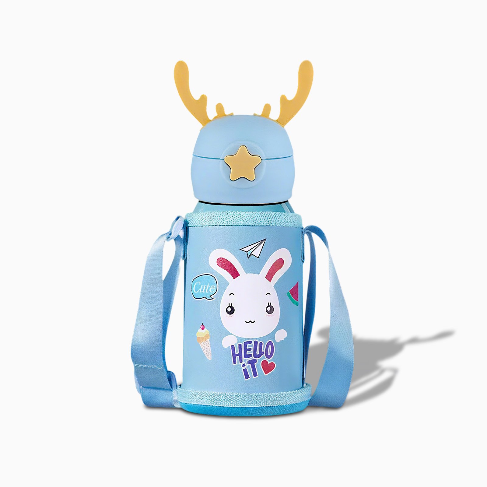 Thermos double couvercle corne de cerf , gobelet isotherme acier inoxydable 304, mug isotherme étanche