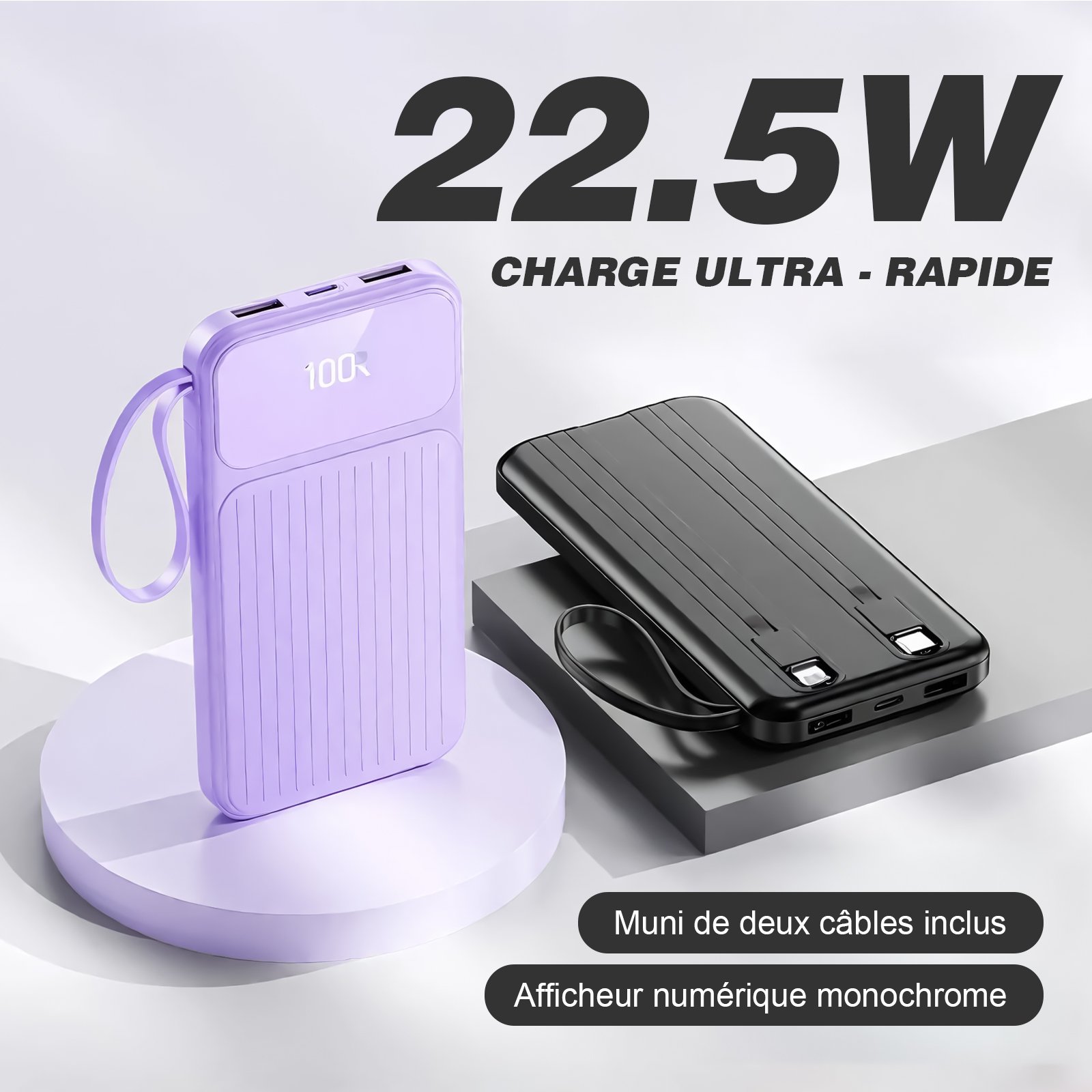 10000mAh Power Bank (Y320), PD Fast Charging Portable Charger, External Battery Pack – Image 2